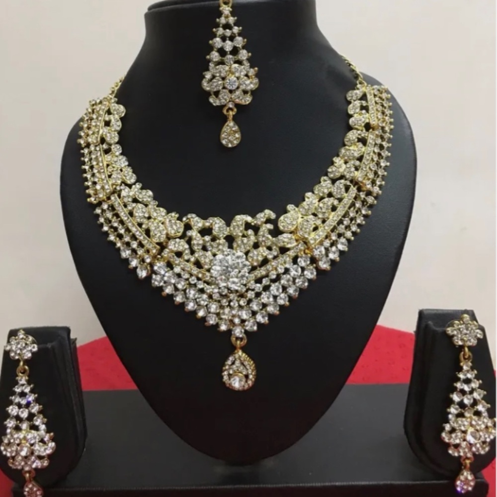 Indian Bollywood Style Fashion Gold Plated Bridal Jewelry Necklace Set